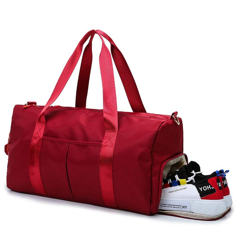 KARRESLY Sports Gym Bag for Women Travel Duffel Bag with Wet Pocket and Shoes Compartment for Training Swim Yoga(Red) - Image 2
